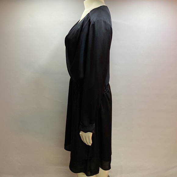 BCBGMAXAZRIA Woman’s Black Satin Drawstring Waist Mini Cocktail Dress - Picture 4 of 10